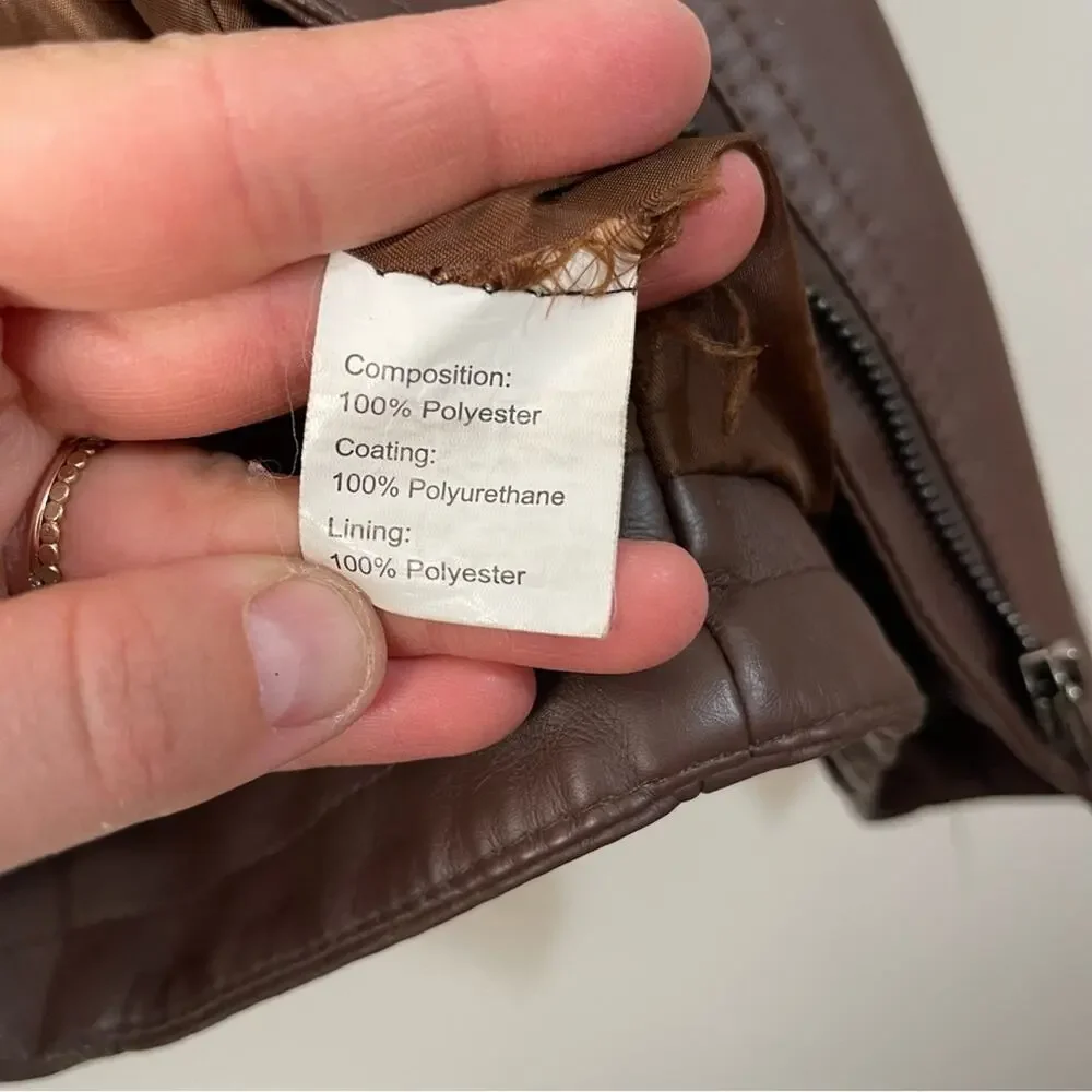 faux leather Moto jacket in brown - Picture 5 of 8